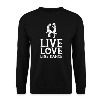 Live Love Line Dance Tanz Tänzer Country Musik - Unisex Pullover - Schwarz - Vorne - Alina (178cm) & Michal (187cm)