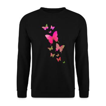 Schmetterling Schmetterling Tier bunt Farbe - Unisex Pullover - Schwarz - Vorne - Alina (178cm) & Michal (187cm)