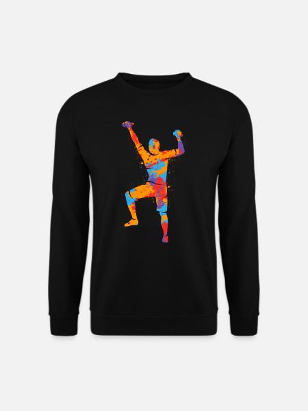 Klettern Berge bunter Kletterer Bouldern - Unisex Pullover - Schwarz
