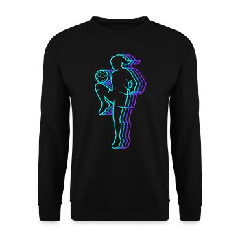 Fussball vintage Fußballerin Damen Fußball Mädchen - Unisex Pullover - Schwarz - Vorne - Alina (178cm) & Michal (187cm)