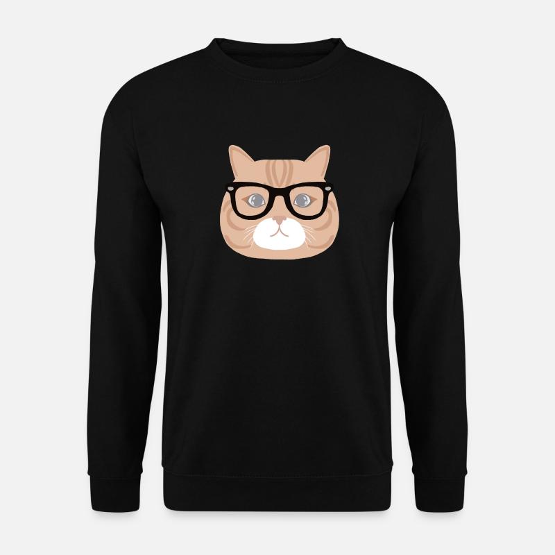 Katze mit Brille - Unisex Pullover - Schwarz