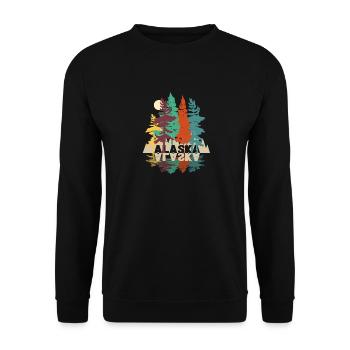 alaska wald wilde natur - Unisex Pullover - Schwarz - Vorne - Alina (178cm) & Michal (187cm)