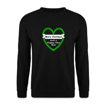 Needle heart with script Mary Christmas with slogan - Unisex Sweatshirt - black - Front - Alina (178cm) & Michal (187cm)