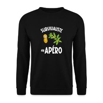 survivaliste en apéro - Sweat-shirt Unisexe - noir - Devant - Alina (178cm) & Michal (187cm)