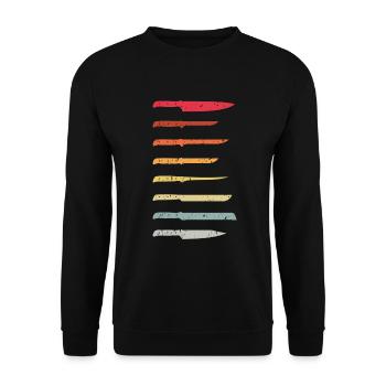 Father and Messerasmmler Messerfan Papa Design - Unisex Sweatshirt - black - Front - Alina (178cm) & Michal (187cm)
