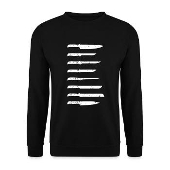 Father and Messerasmmler Messerfan Papa Design - Unisex Sweatshirt - black - Front - Alina (178cm) & Michal (187cm)