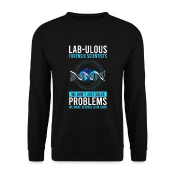 Forensischer Wissenschaftler und Kriminallabor - Unisex Pullover - Schwarz - Vorne - Alina (178cm) & Michal (187cm)