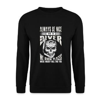 Snorkeling Skull Be Nice To a Diver - Sweat-shirt Unisexe - noir - Devant - Alina (178cm) & Michal (187cm)