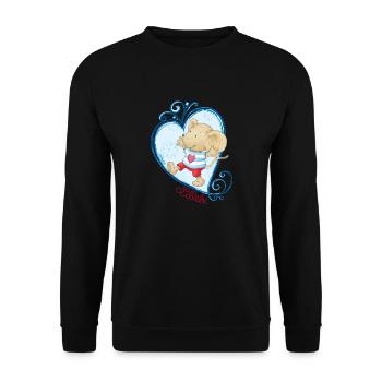 Lillebi_cœur_bleu - Sweat-shirt Unisexe - noir - Devant - Alina (178cm) & Michal (187cm)