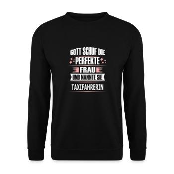 TAXIFAHRERIN - Unisex Pullover - Schwarz - Vorne - Alina (178cm) & Michal (187cm)