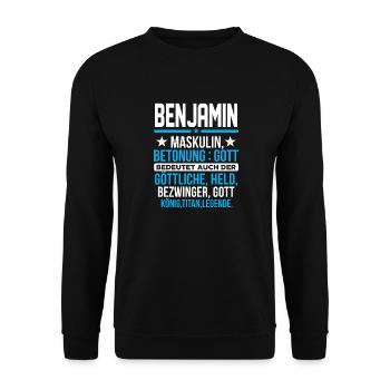 BENJAMIN - Titan - Unisex Pullover - Schwarz - Vorne - Alina (178cm) & Michal (187cm)