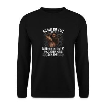 Wikinger - Schädel - Unisex Pullover - Schwarz - Vorne - Alina (178cm) & Michal (187cm)