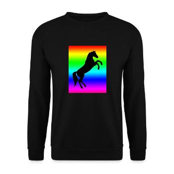 Regenbogen Pferd - Unisex Pullover - Schwarz - Vorne - Alina (178cm) & Michal (187cm)