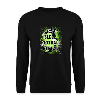 eat sleep Fussball repeat - Unisex Pullover - Schwarz - Vorne - Alina (178cm) & Michal (187cm)