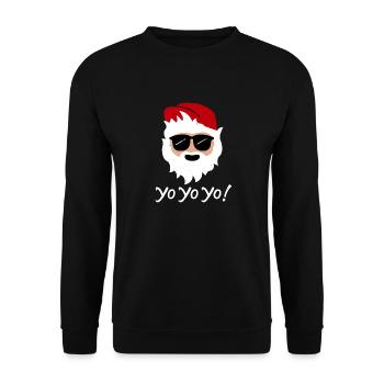 Funny Santa 2018 - Yo Yo Yo! Christmas 2018 Shirt - Unisex Sweatshirt - black - Front - Alina (178cm) & Michal (187cm)