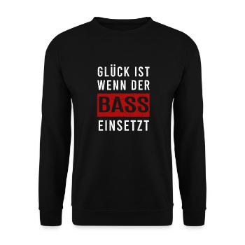 Glück ist wenn der Bass einsetzt - Unisex Pullover - Schwarz - Vorne - Alina (178cm) & Michal (187cm)