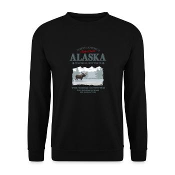 Alaska - Moose - Elch - Unisex Pullover - Schwarz - Vorne - Alina (178cm) & Michal (187cm)