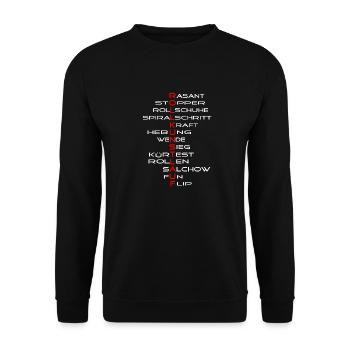 rollkunstlauf Schrift - Unisex Pullover - Schwarz - Vorne - Alina (178cm) & Michal (187cm)