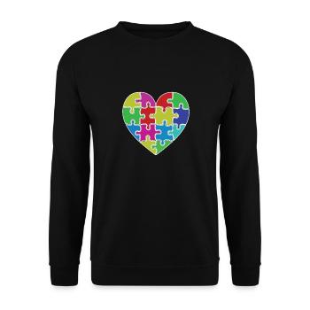 Herz Puzzle Patch Herz - Unisex Pullover - Schwarz - Vorne - Alina (178cm) & Michal (187cm)
