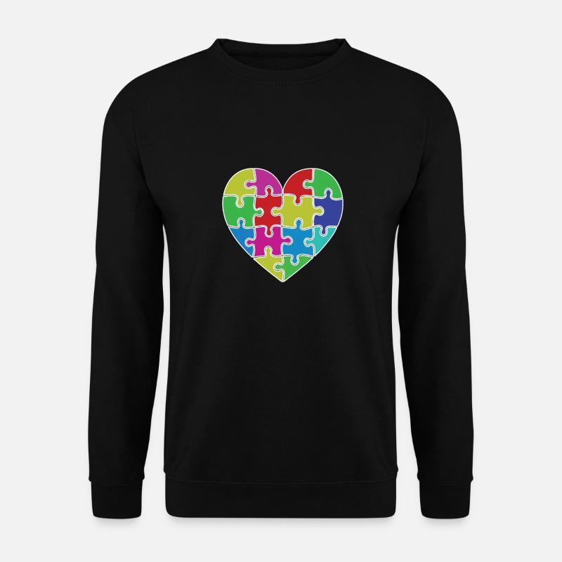 Heart puzzle patch heart - Unisex Sweatshirt - black