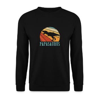Papasaurus Papa Papi Vater Geschenkidee - Unisex Pullover - Schwarz - Vorne - Alina (178cm) & Michal (187cm)