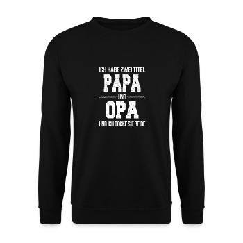 Papa und Opa Geschenkidee - Unisex Pullover - Schwarz - Vorne - Alina (178cm) & Michal (187cm)