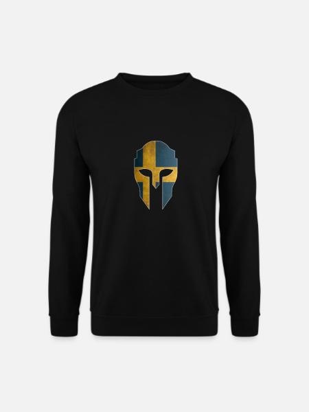 Spartaner Helm mit Schweden Flagge - Unisex Pullover - Schwarz