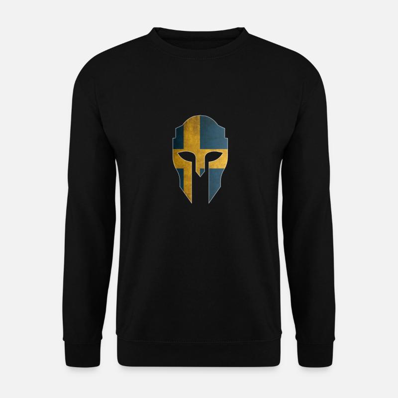 Spartaner Helm mit Schweden Flagge - Unisex Pullover - Schwarz
