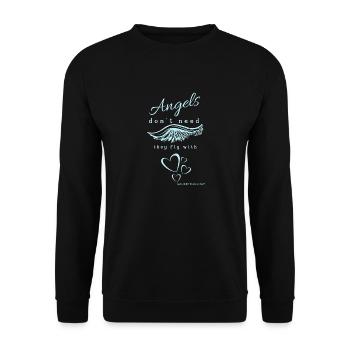 Angels don t need Wings - Unisex Pullover - Schwarz - Vorne - Alina (178cm) & Michal (187cm)
