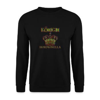 Königin Hormonella, KÖNIGIN, Hormone,Tage, Periode - Unisex Pullover - Schwarz - Vorne - Alina (178cm) & Michal (187cm)