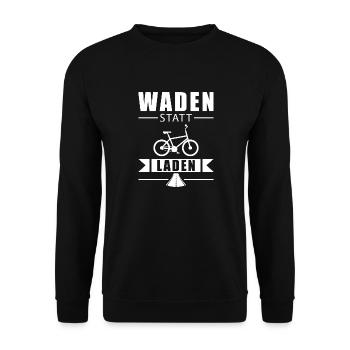 Waden statt laden Geschenk Fahrrad Radfahrer - Unisex Pullover - Schwarz - Vorne - Alina (178cm) & Michal (187cm)