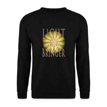 LICHTBRINGER - Lichtkugel, Licht, Schein - Unisex Pullover - Schwarz - Vorne - Alina (178cm) & Michal (187cm)