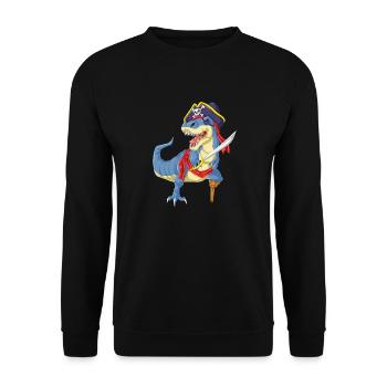 pirate dinosaur - Unisex Sweatshirt - black - Front - Alina (178cm) & Michal (187cm)