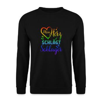 Schlager Geschenk Musik Party Raving Konzert - Unisex Pullover - Schwarz - Vorne - Alina (178cm) & Michal (187cm)