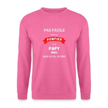 Papy pompier génial - Sweat-shirt Unisexe - rose - Devant