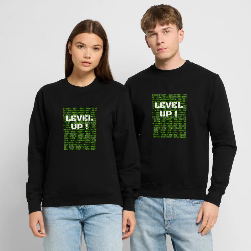 Level up and binary code Unisex Sweatshirt