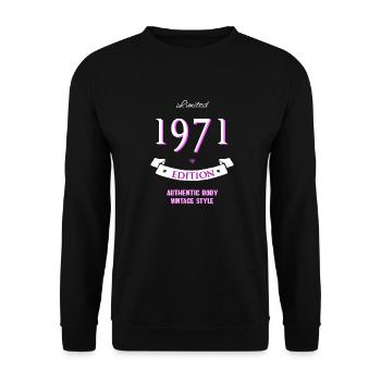 1971 geburtsjahr geburstag 50 jahre geschenk fun - Unisex Pullover - Schwarz - Vorne - Alina (178cm) & Michal (187cm)