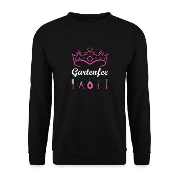 Gartenfee Garten Gärtnerin Grüner Daumen Präsent - Unisex Pullover - Schwarz - Vorne - Alina (178cm) & Michal (187cm)