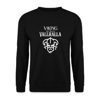 Viking See you Vallhalla Fighter Helmet Bart Odin - Unisex Sweatshirt - black - Front - Alina (178cm) & Michal (187cm)