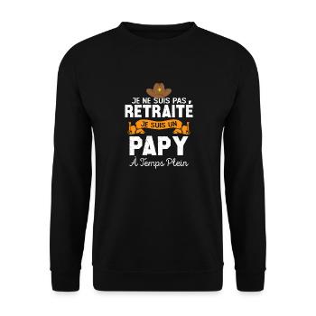 Papy Retraité Cadeau Humour Personnalisé - Sweat-shirt Unisexe - noir - Devant - Alina (178cm) & Michal (187cm)