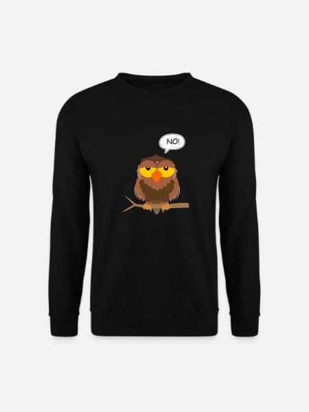 Eule Nö Nein Neinsager Kein Bock Faul Lustlos - Unisex Pullover - Schwarz