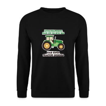 Hab einen Traktor gesehen - Unisex Pullover - Schwarz - Vorne - Alina (178cm) & Michal (187cm)