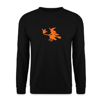 Lustiges Halloween Outfit Geist aus der Hexe - Unisex Pullover - Schwarz - Vorne - Alina (178cm) & Michal (187cm)