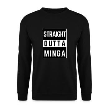 straight outta minga - Unisex Pullover - Schwarz - Vorne - Alina (178cm) & Michal (187cm)