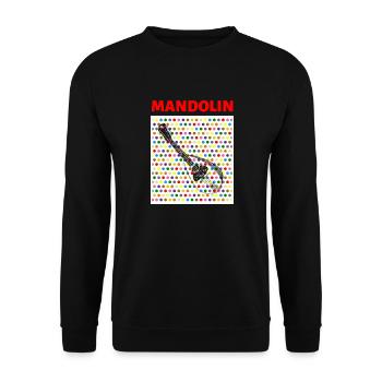 Mandolin (rote Schrift, bunte Punkte) - Unisex Pullover - Schwarz - Vorne - Alina (178cm) & Michal (187cm)