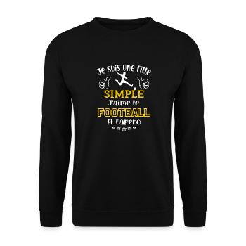je suis une fille simple j'aime le foot et l'apéro - Sweat-shirt Unisexe - noir - Devant - Alina (178cm) & Michal (187cm)