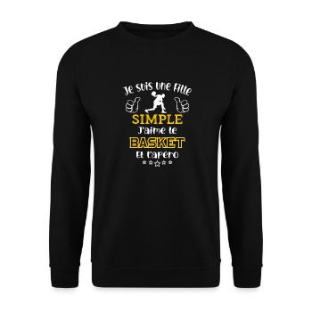 je suis une fille simple j'aime le basket apéro - Sweat-shirt Unisexe - noir - Devant - Alina (178cm) & Michal (187cm)