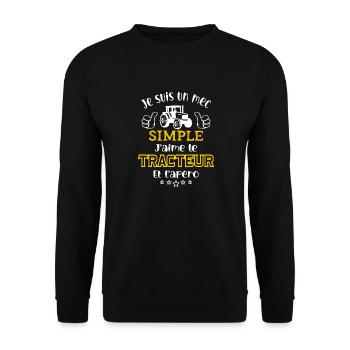 je suis un mec simple j'aime le tracteur l'apéro - Sweat-shirt Unisexe - noir - Devant - Alina (178cm) & Michal (187cm)