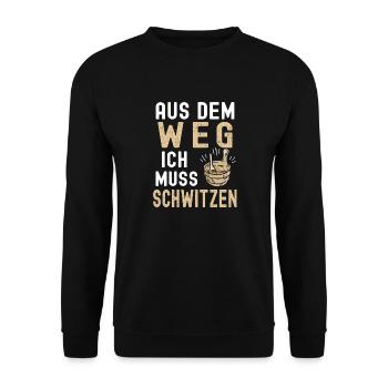 Lustiger Sauna Spruch - Unisex Pullover - Schwarz - Vorne - Alina (178cm) & Michal (187cm)