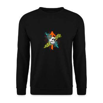 Zahnrad-Skull - Unisex Pullover - Schwarz - Vorne - Alina (178cm) & Michal (187cm)